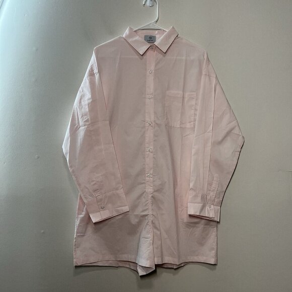 Parke Pink Cotton Long Sleeve Button Front Polo Romper Size Medium - Picture 1 of 8